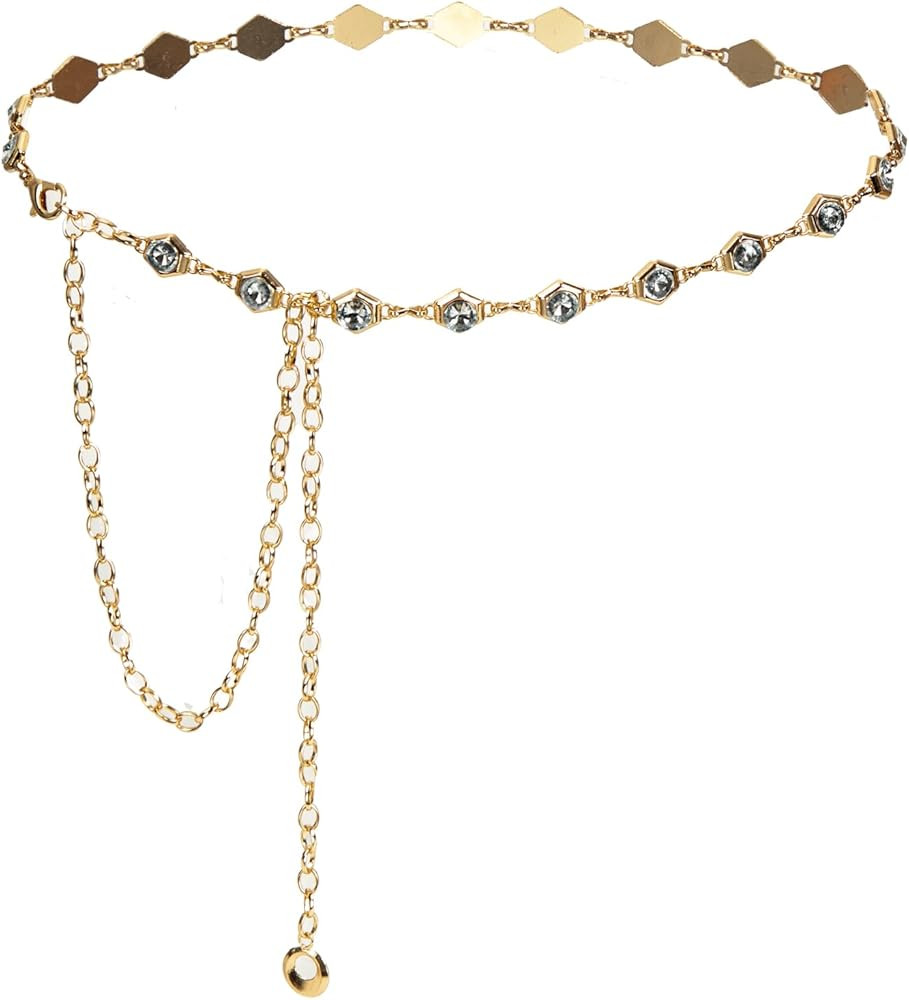 Luvatar Fashion Metal Waist Chain Belt Blouse Dress Sweater Chain Belt… | Amazon (US)