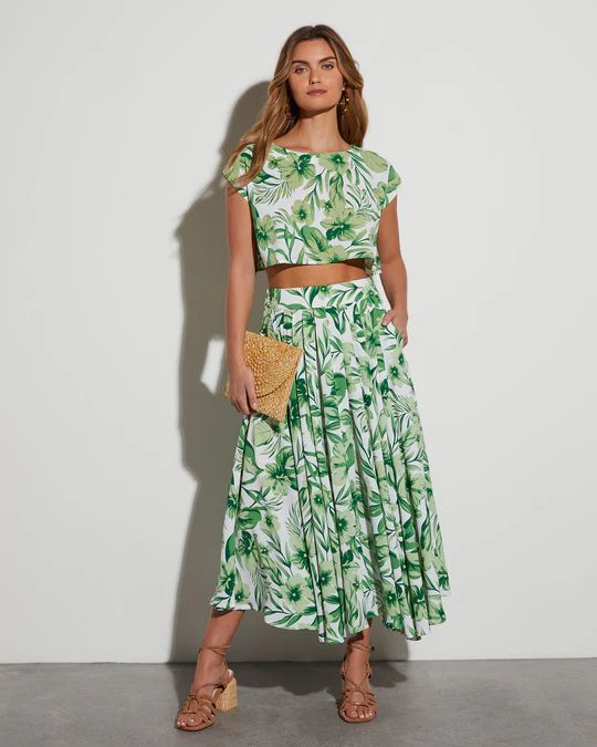 Summer Obsession Tropical Print Midi Skirt | VICI Collection