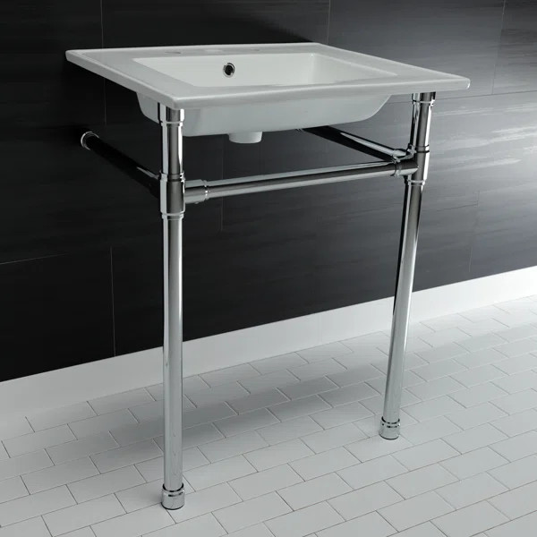 Ceramic Rectangle Console Bathroom Sink with Overflow | Wayfair North America