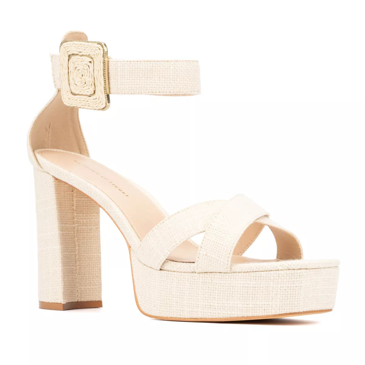 Fashion To Figure Women's Layla Block Heels - Wide Width - 14, NATURAL | Target