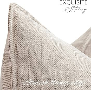 ZWJD Beige Pillow Covers 24x24 Set of 2 Chenille Pillow Covers with Elegant Design Soft and Luxur... | Amazon (US)