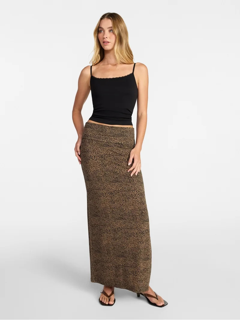 No Boundaries Foldover Maxi Skirt, Women's & Women's Plus XXS-4X | Walmart (US)