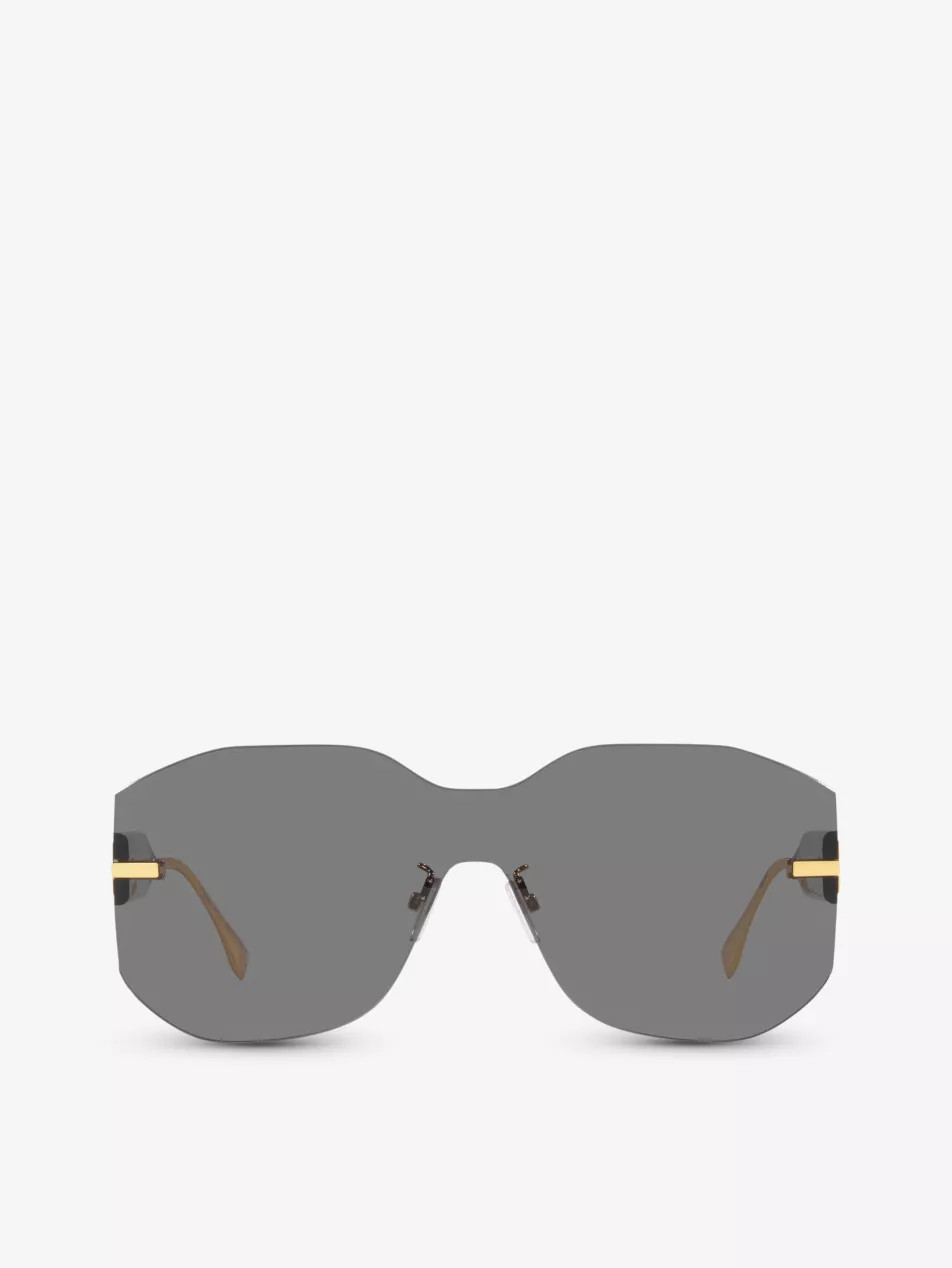 FN000635 FE40067U rectangle-frame tinted-lens metal sunglasses | Selfridges