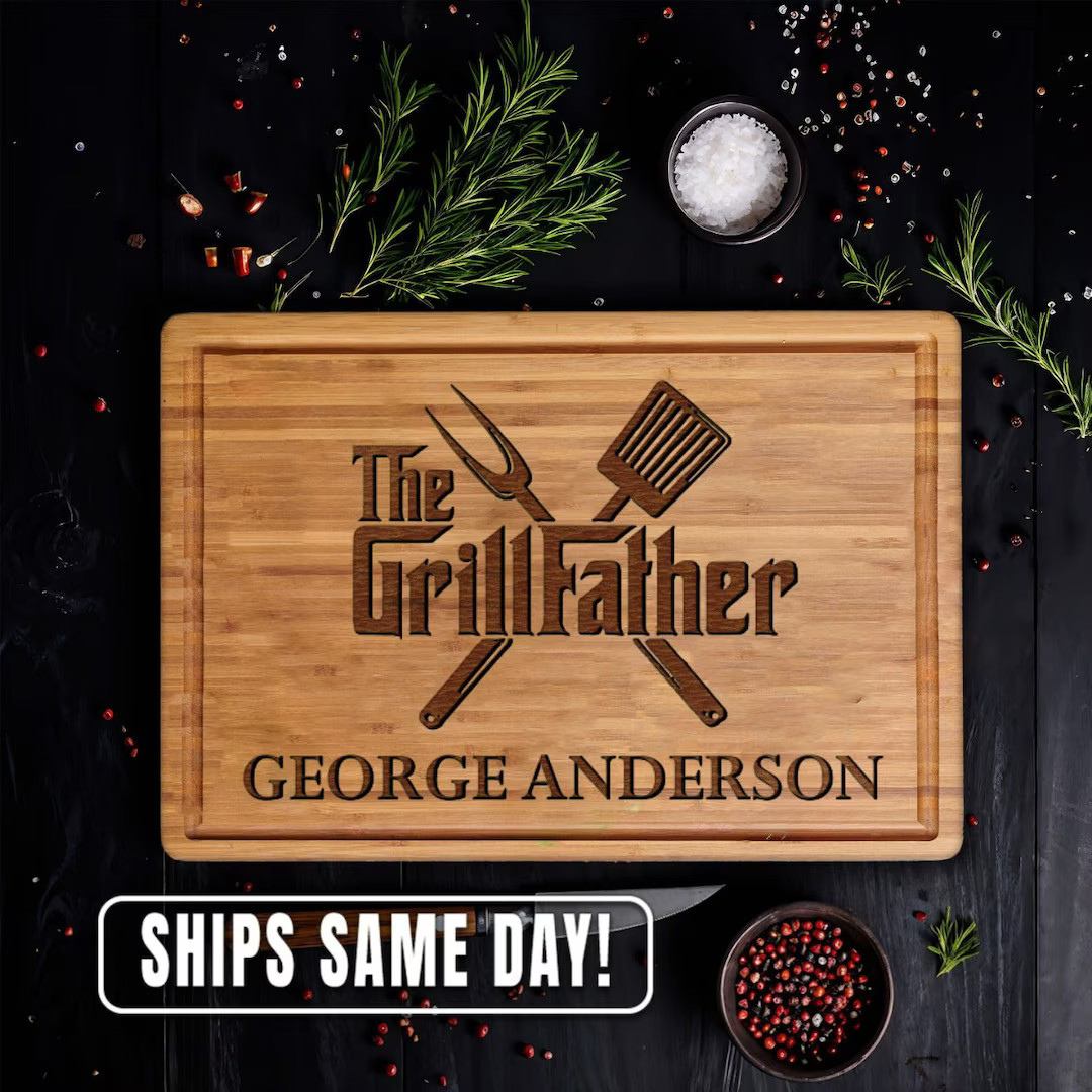 BBQ Cutting Board Personalized Custom Fathers Day Gift Wooden Grill Accessories Gifts for Dad Gif... | Etsy (US)