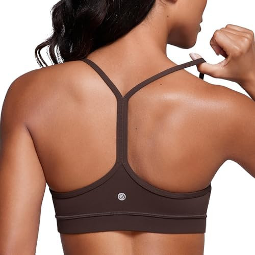 CRZ YOGA Butterluxe Y Back Sports Bras for Women - Padded Racerback Low Impact Spaghetti Thin Str... | Amazon (US)