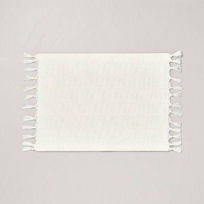 Textured Stripe Tassel Placemat Sour Cream - Hearth &#38; Hand&#8482; with Magnolia | Target