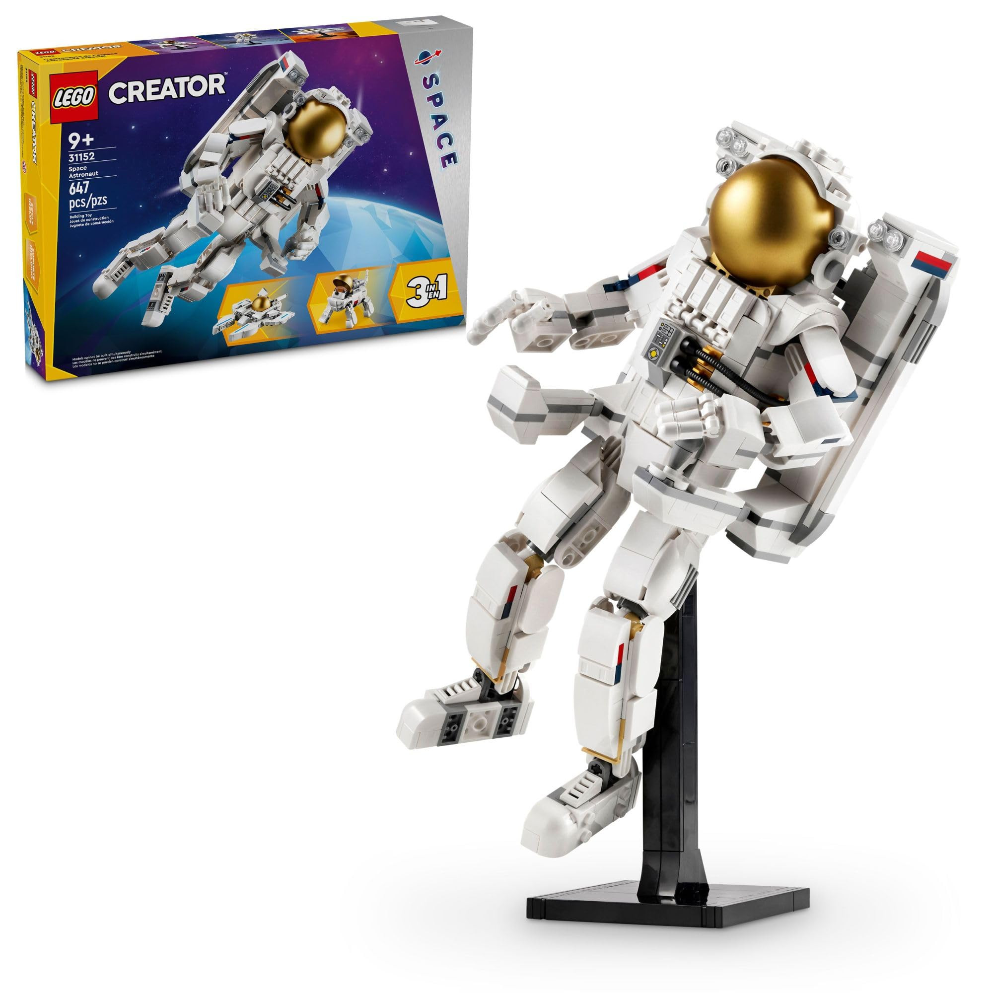LEGO Creator 3 in 1 Space Astronaut Toy, Building Set Transforms from Astronaut Figure to Space D... | Amazon (US)