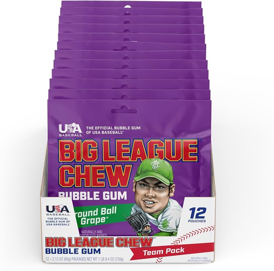 Big League Chew Grape Bubble Gum Flavor + For Games, Concessions, Picnics & Parties (12 Packs) | Amazon (US)