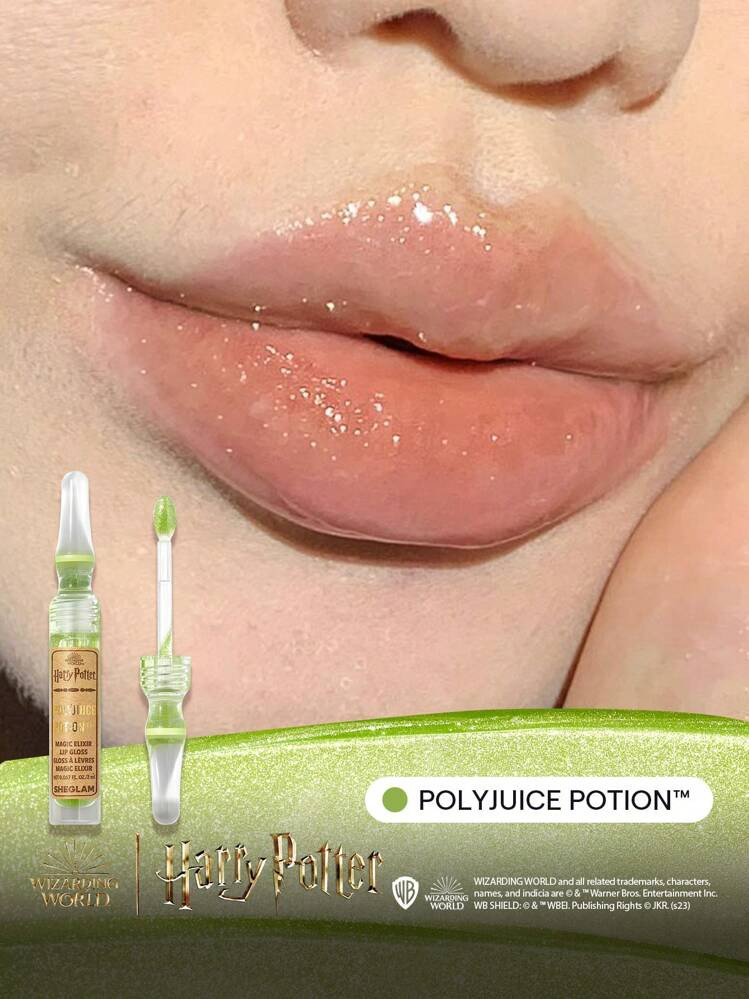 Harry Potter™ X SHEGLAM Magic Elixir Lip Gloss-Polyjuice Potion™ High Shine Finish Lip Glaze Shine Glitter Moisturizing Lip Care Reduce Lip Fine Lines Smooth Liquid Lipstick Green Lip Gloss Graduation Birthday Holiday Summer Fall Autumn Y2K Fancy Fashion Women Brand Makeup Cosmetic Beauty Party Beach Travel Camping Outdoors School Campus Trip Festivals Decor Gift Present Rose Girl Cosplay Best Color Charm Vibe | SHEIN