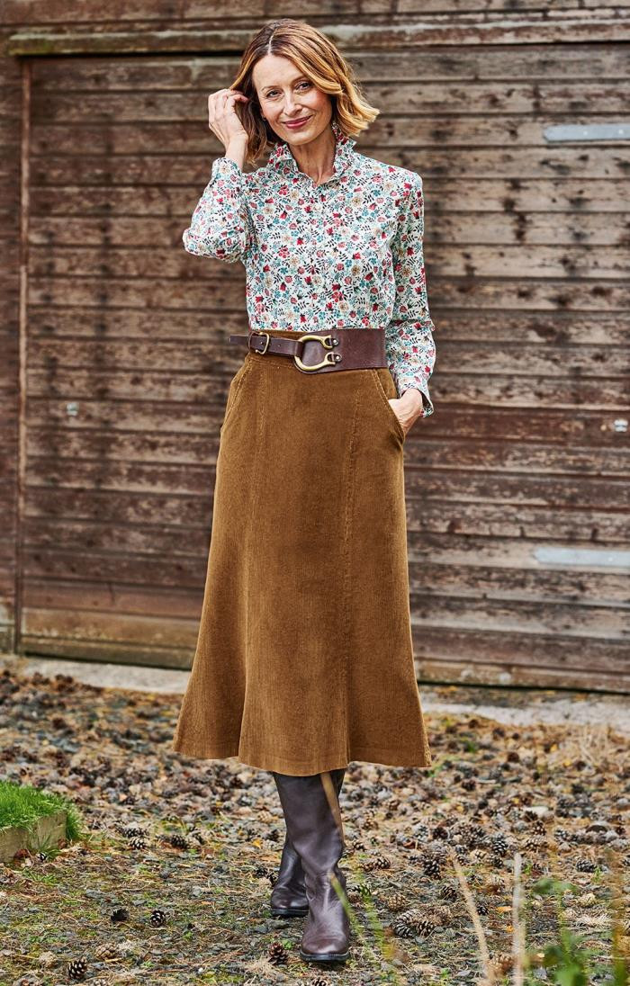 Ladies Long Cord Skirt | The House Of Bruar