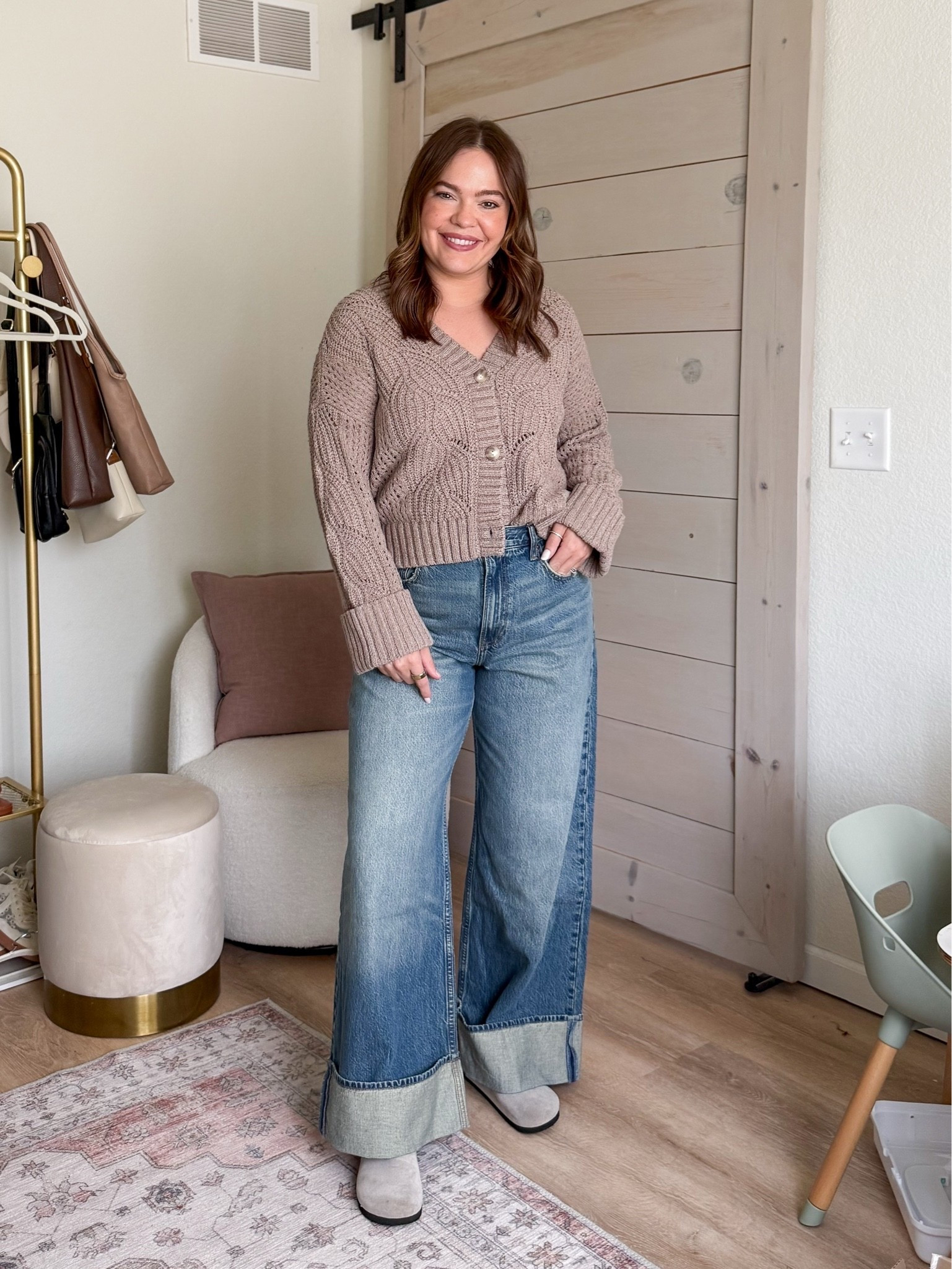 Size 31 wide leg cuffed hem jeans / size large in sweater // use code DENIMAF for an additional 15% off their denim sale

#LTKSaleAlert #LTKMidsize #LTKdayinmylife