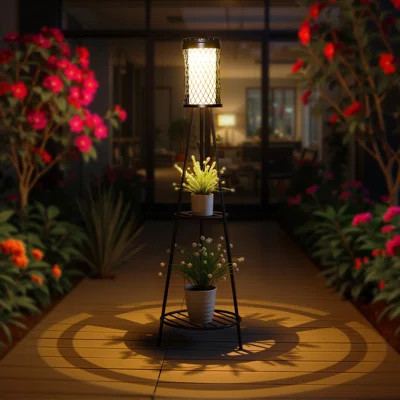 45'' Solar Energy Column Floor Lamp With USB Port, 3000K-6000K Floor Planter Lamps For Outdoor Paio, Porch, Garden | Wayfair North America