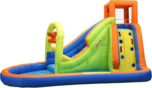 BANZAI Plummet Falls Adventure Slide, Length: 14 ft 4 in, Width: 9 ft 6 in, Height: 8 ft, Inflata... | Amazon (US)
