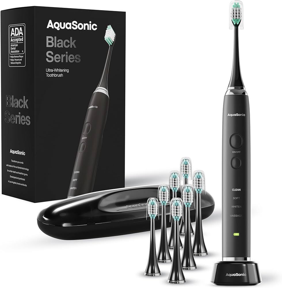 Aquasonic Black Series Ultra Whitening Toothbrush – ADA Accepted Power Toothbrush - 8 Brush Hea... | Amazon (US)