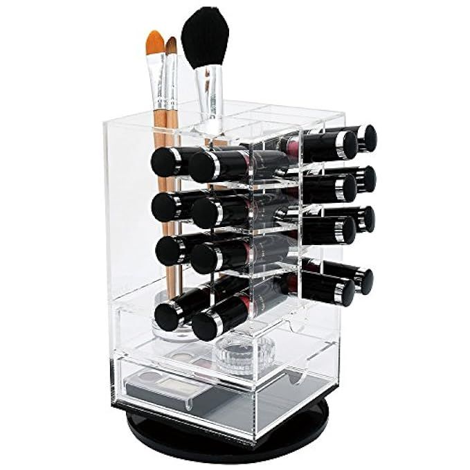 Ikee Design Makeup Carousel Spinning Holder Storage Rack Make up Caddy Shelf Cosmetics Organizer Box | Amazon (US)