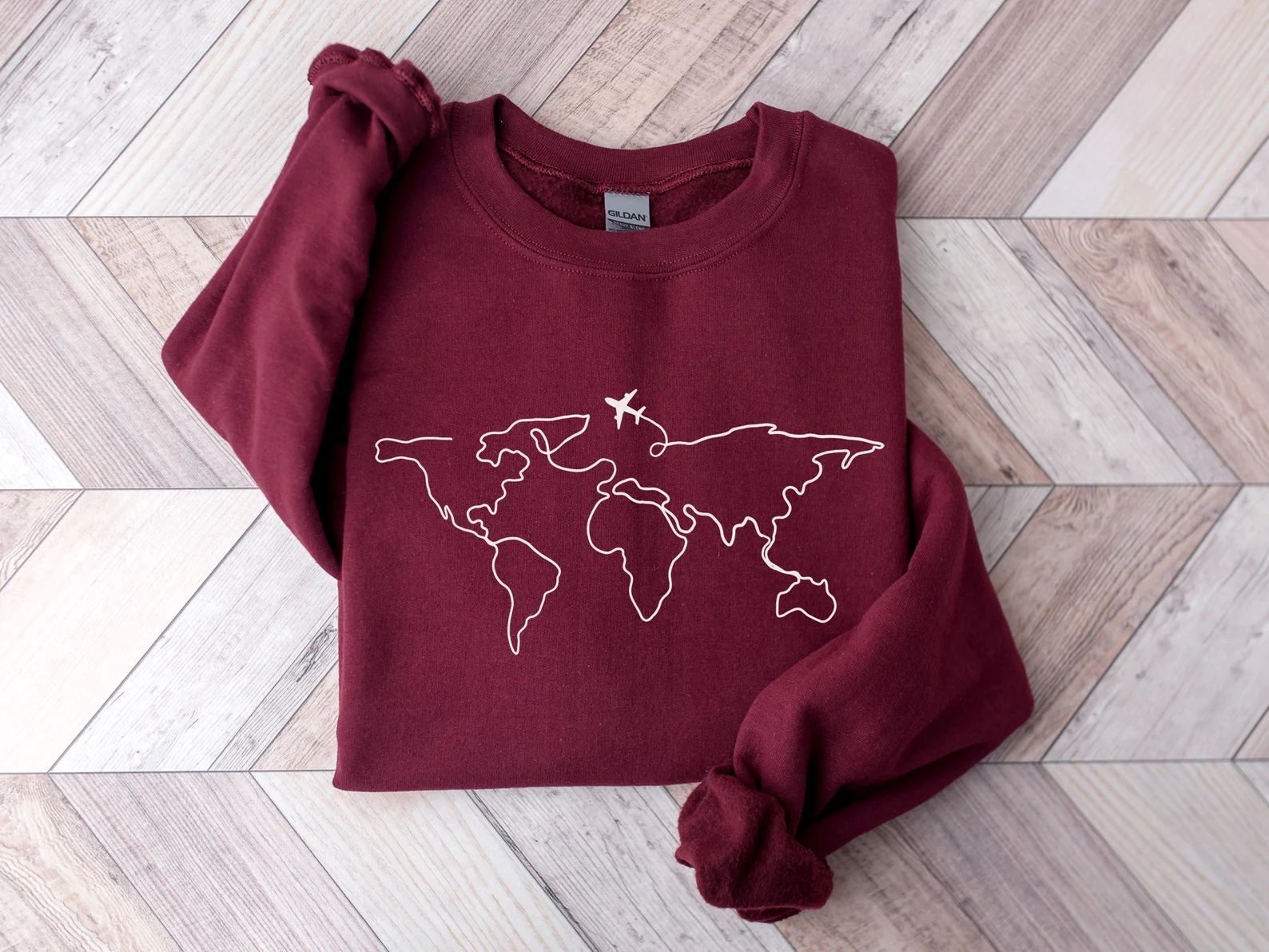 World Map Travel Sweatshirt Unisex Crewneck Adventure | Etsy | Etsy (US)