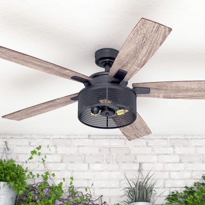 Mulet 52" Mulet 5 - Blade Standard Ceiling Fan with Remote Control and Light Kit Included | Wayfair Professional