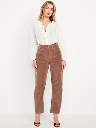 High-Waisted Barrel Ankle Corduroy Pants | Old Navy (US)