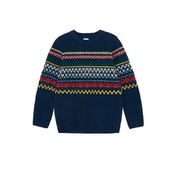 Wonder Nation Boys Fair Isle Sweater with Long Sleeves, Sizes 4-18 | Walmart (US)