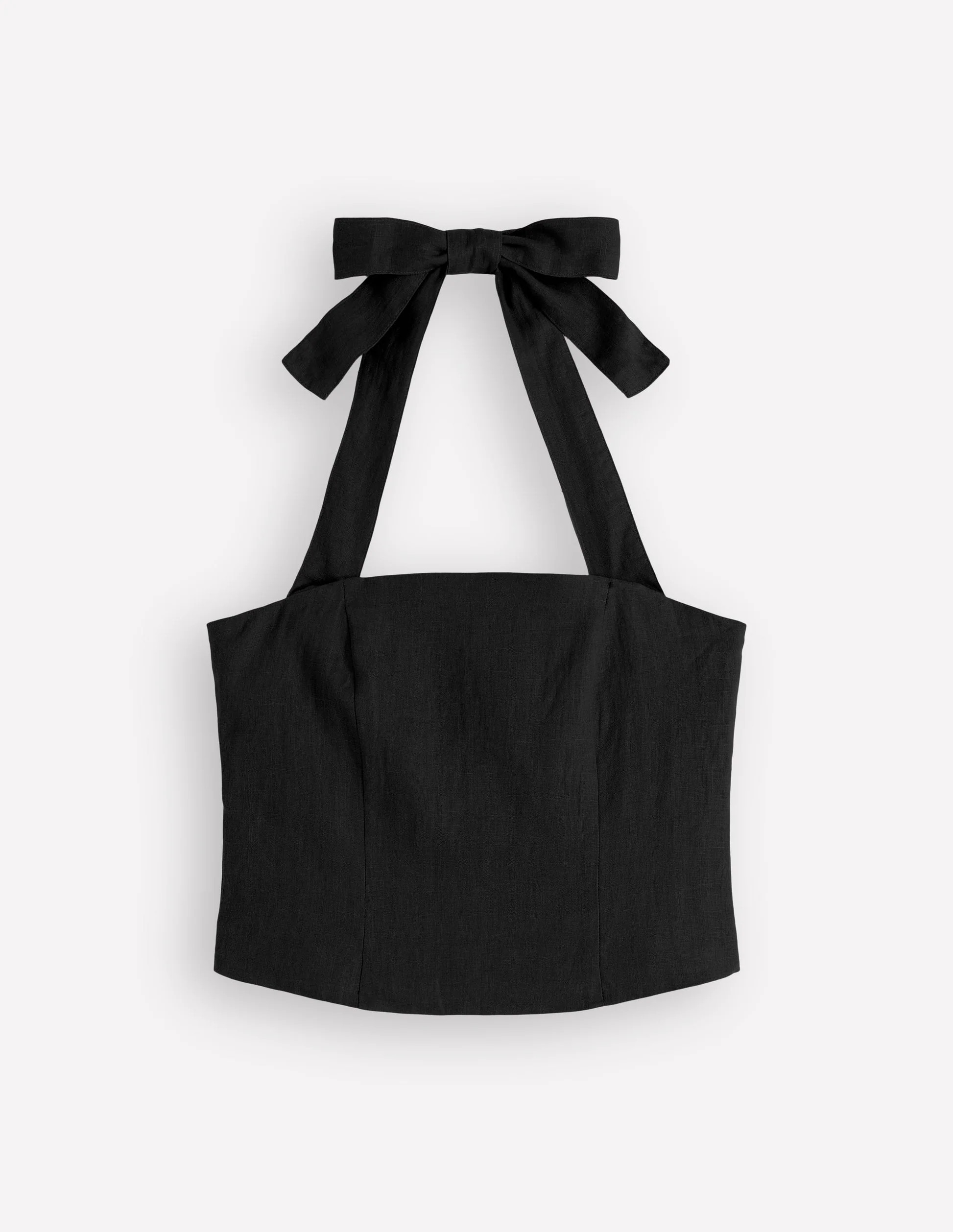 Halterneck Linen Top-Black | Boden UK