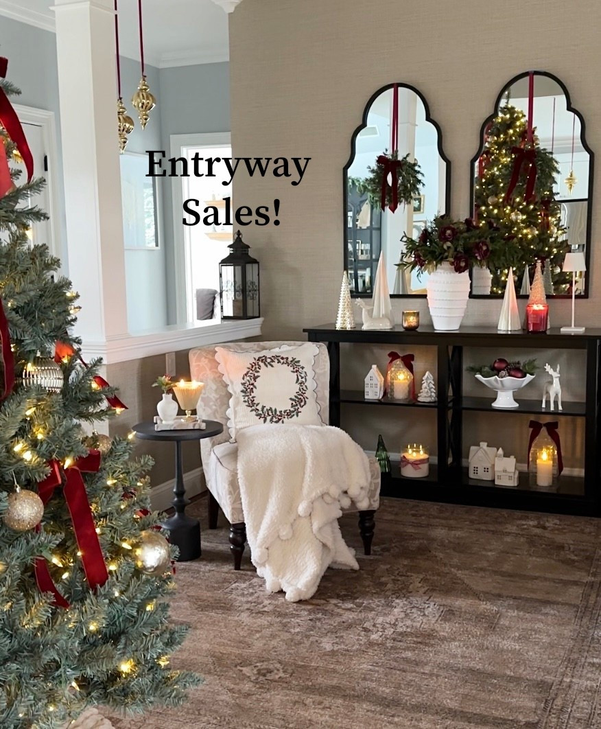 Christmas, holiday entryway sales! Shop Christmas tree & area rug, mercury candles on sale, ornaments, velvet bows, throw blanket, pillows, candles, crystal houses and more holiday home decor accessories. Pottery Barn, king of Christmas, amazon, Target, Wayfair. 

#LTKHome #LTKHoliday #LTKSaleAlert