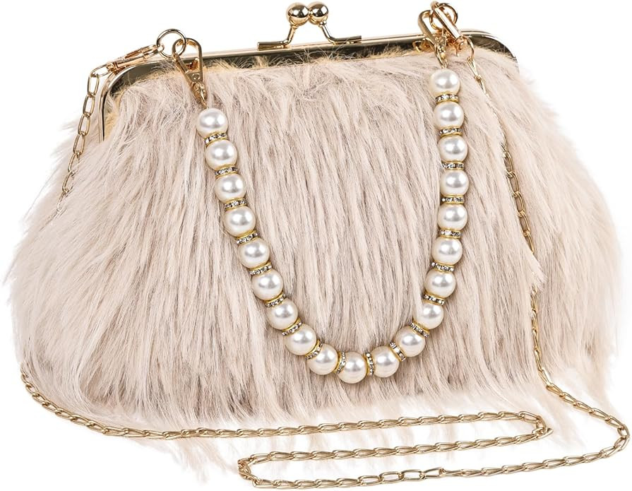 Women Clutch Purses,Fluffy Feather Evening Handbags for Wedding Party Banquet Prom Crossbody Bag | Amazon (US)