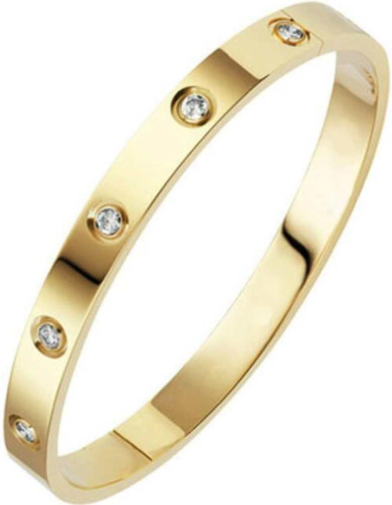 Jude Jewelers Classical Plain Stainless Steel Cubic Zircon Filled Bangle Bracelet | Amazon (US)