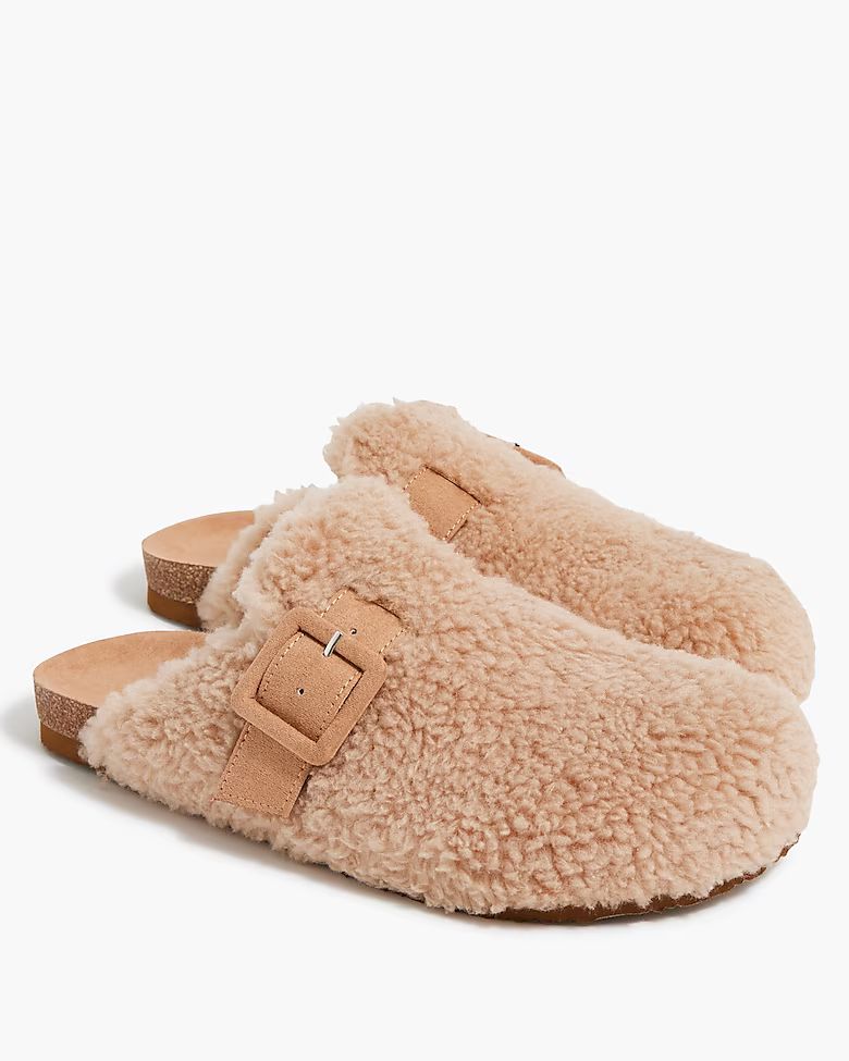 Sherpa buckle clog slippers | J.Crew Factory