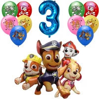 15pcs Cartoon Paw Patrol Theme Balloon Number Balloon Childrens Birthday Party Decoration Baby Gift Party Chase Skye Balloon | AliExpress (US)