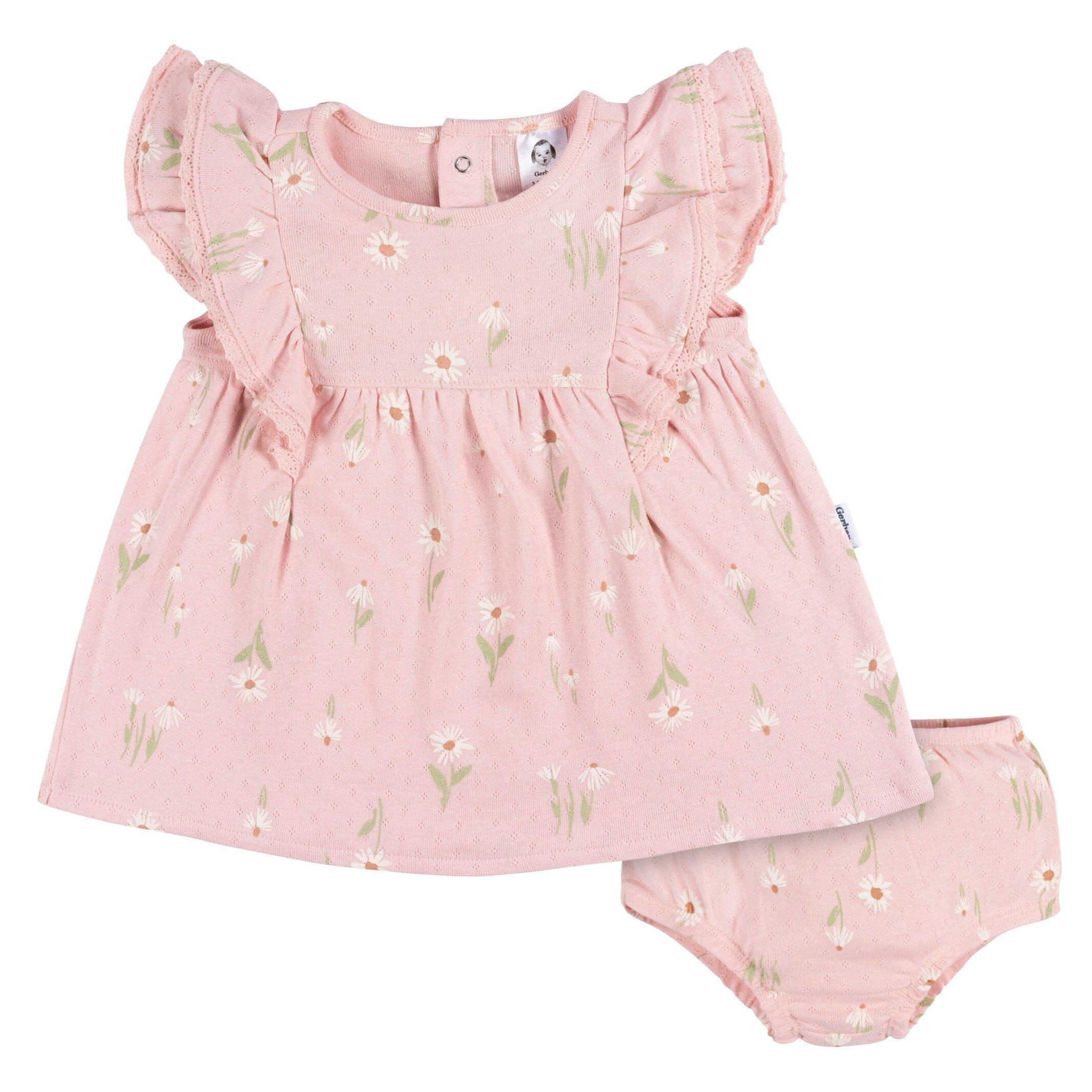 2-Piece Baby Girls Daisies Dress & Diaper Cover Set | Gerber Childrenswear