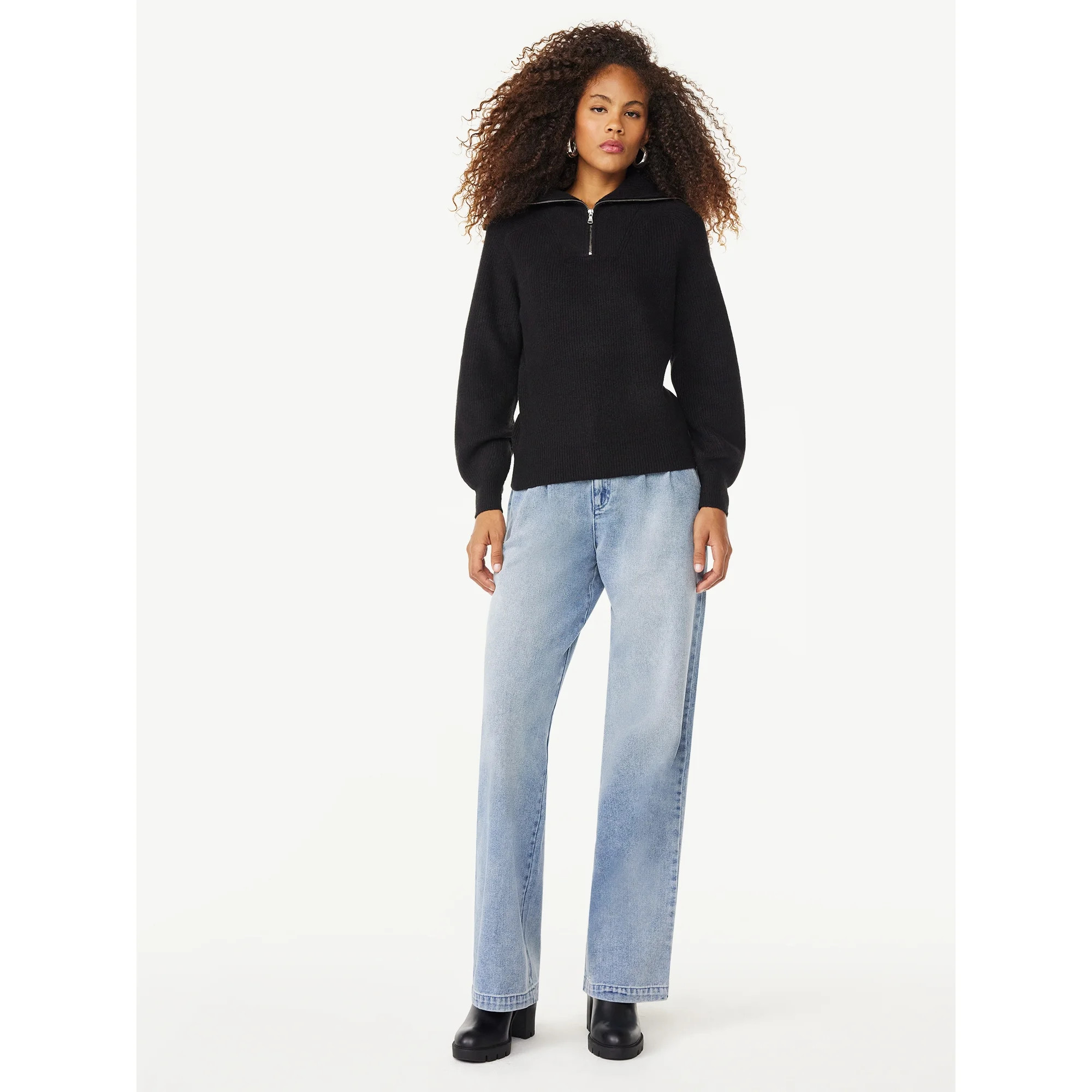 Scoop Women's Half Zip Sweater with Long Sleeves, Sizes XS-XXL | Walmart (US)
