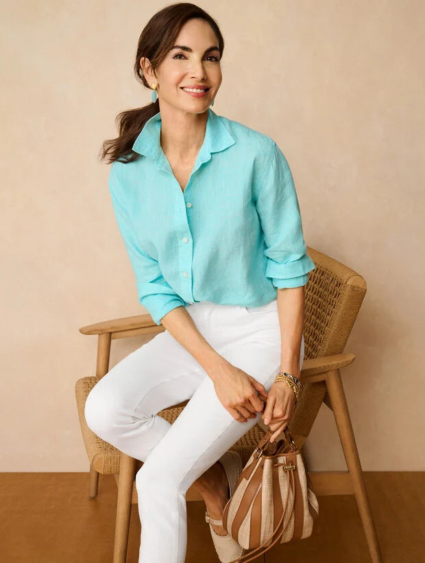 Linen Everyday Relaxed Shirt - Cross Dye | Talbots
