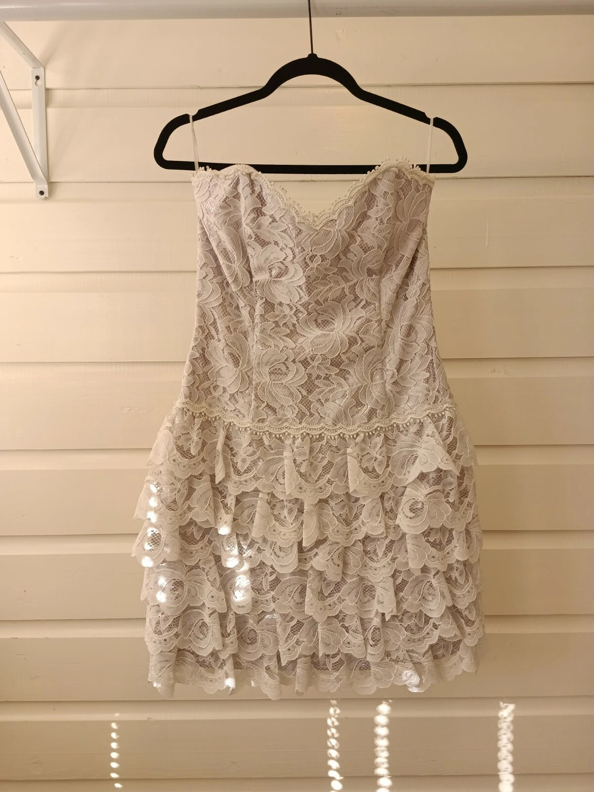 VTG Lace Tiered Ruffled Strapless Bustier Mini Dress  | eBay | eBay US