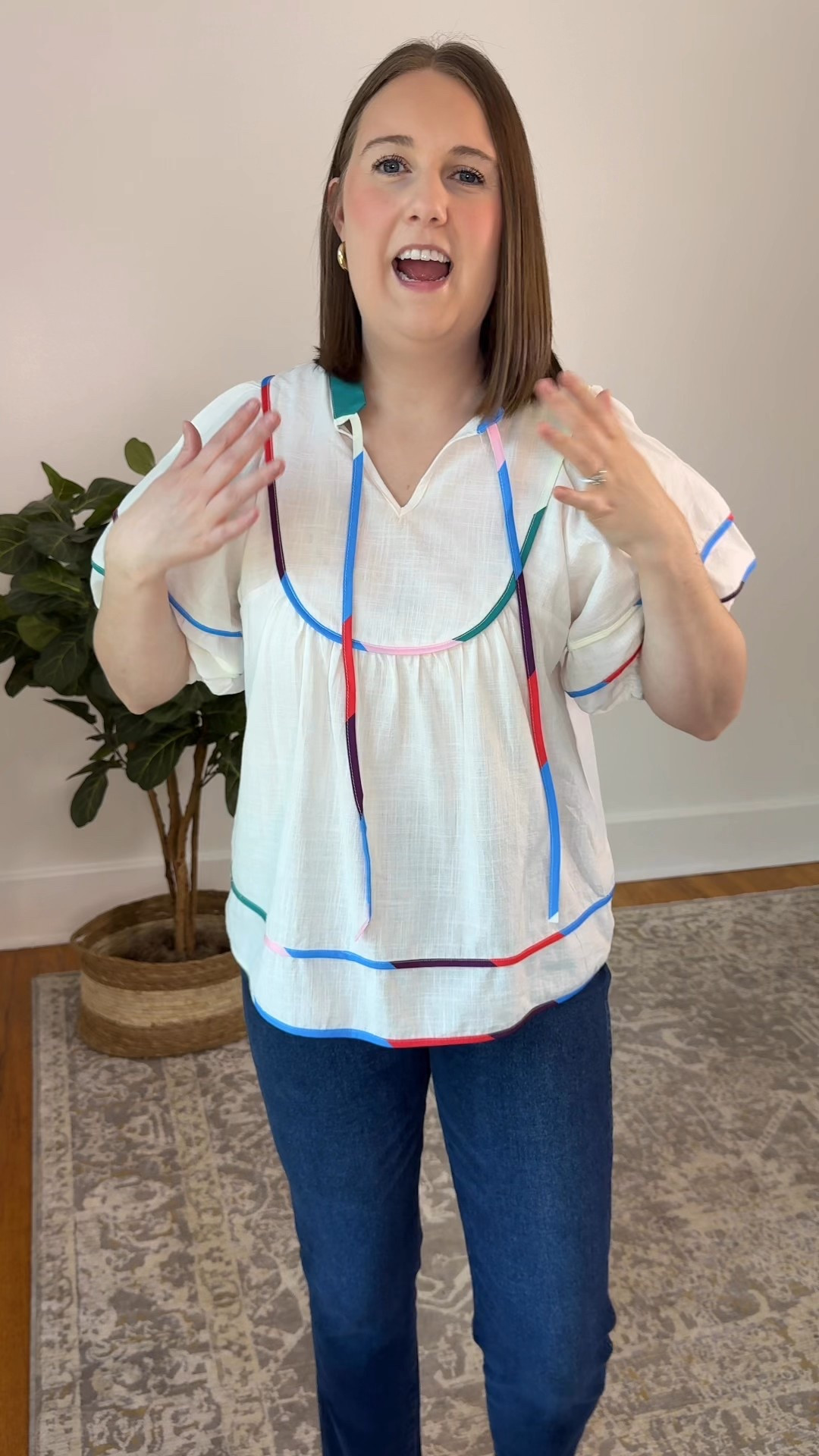 Amazon casual Friday outfit! Love the colorful details on this blouse! Wearing a size medium! 

#LTKU #LTKFindsUnder50 #LTKWorkwear