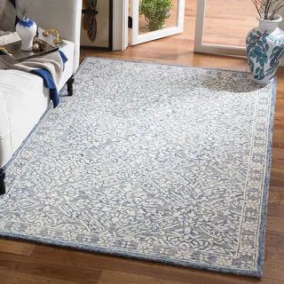 SAFAVIEH Handmade Micro-Loop Alberdine Wool Rug - 8' x 10' - Blue/Ivory | Bed Bath & Beyond