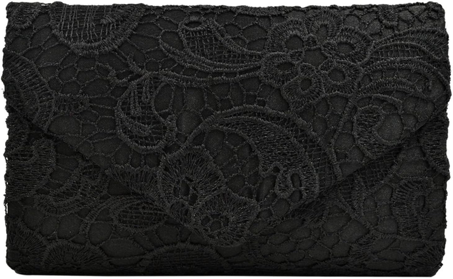 Premium Lace Paisley Floral Fabric Satin Envelope Flap Clutch Evening Bag | Amazon (US)