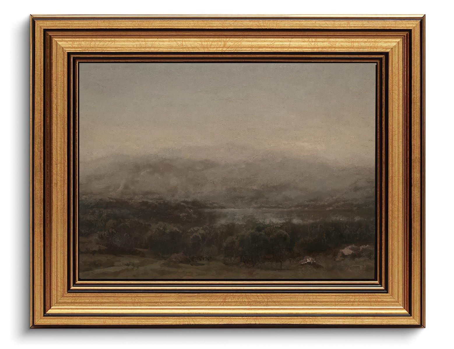 Gold Framed Wall Art Vintage Landscape Canvas Art Farmhouse Dark Picture Moody Wall Decor Antique... | Amazon (US)