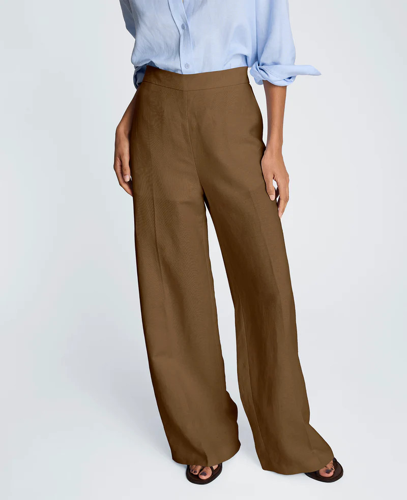 Pull On Wide Leg Linen Pant | Kenneth Cole