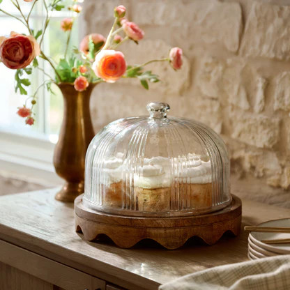 Wavy Edge Cake Stand + Fluted Dome | Magnolia
