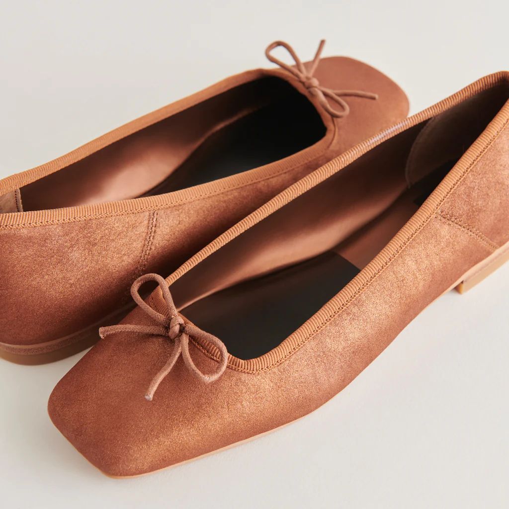 ANISA BALLET FLATS COPPER METALLIC SUEDE | DolceVita.com