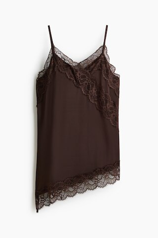 H & M - Lace-Detail Jersey Camisole Top - Brown | H&M (US + CA)