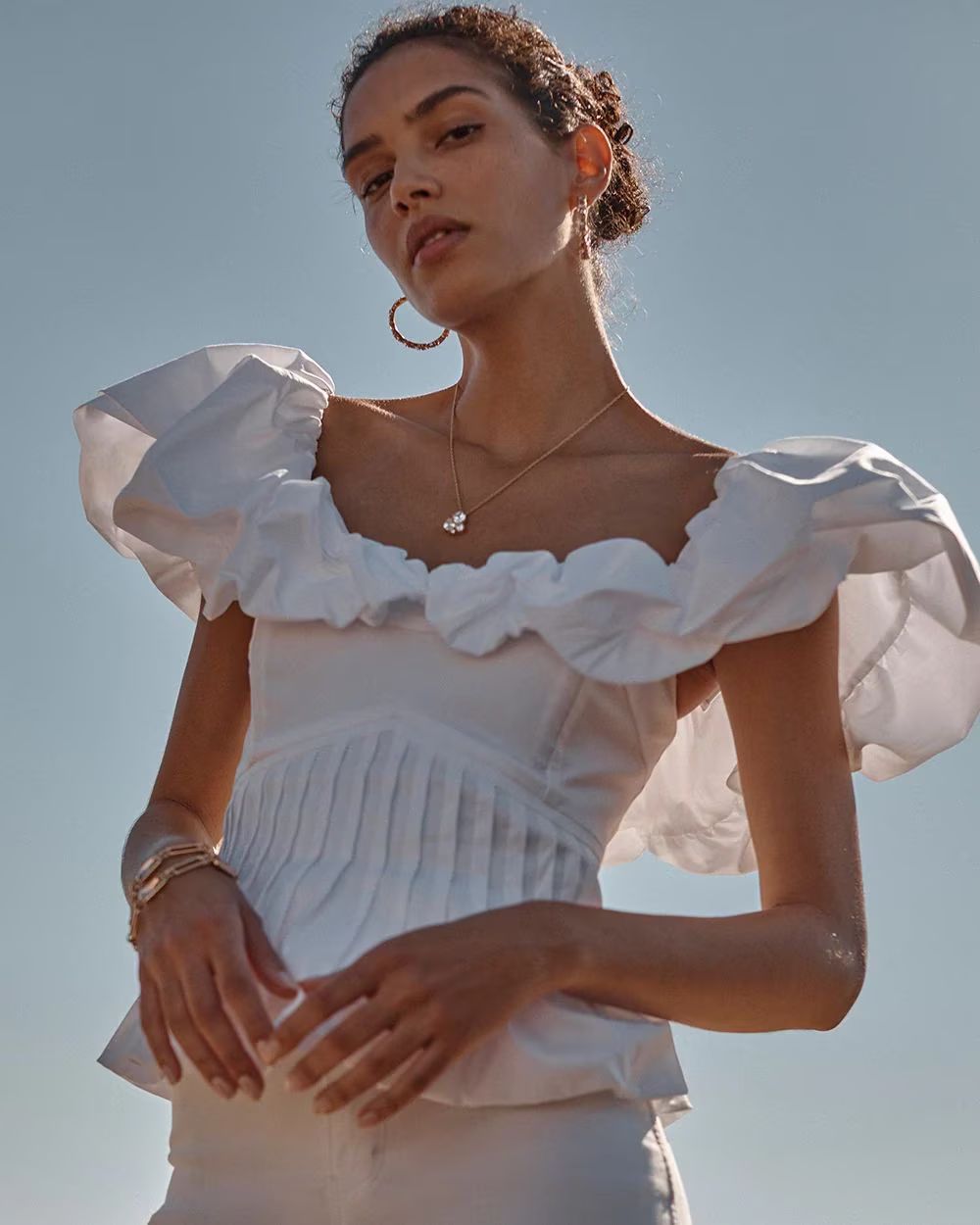 Off-The-Shoulder Drama Seamed Bustier | White House Black Market