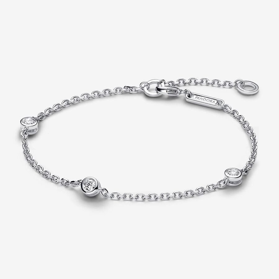 Pandora Era Bezel Lab-grown Diamond Station Chain Bracelet  0.30 carat tw  Sterling Silver | Pandora US