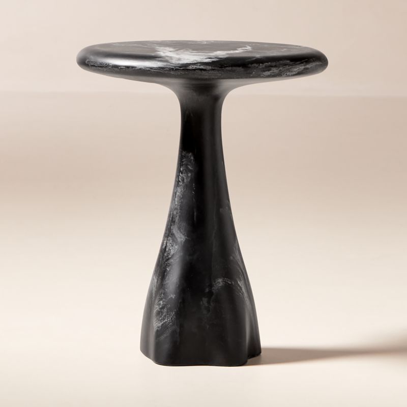 Espira Round Black Marbled Resin Side Table + Reviews | CB2 | CB2