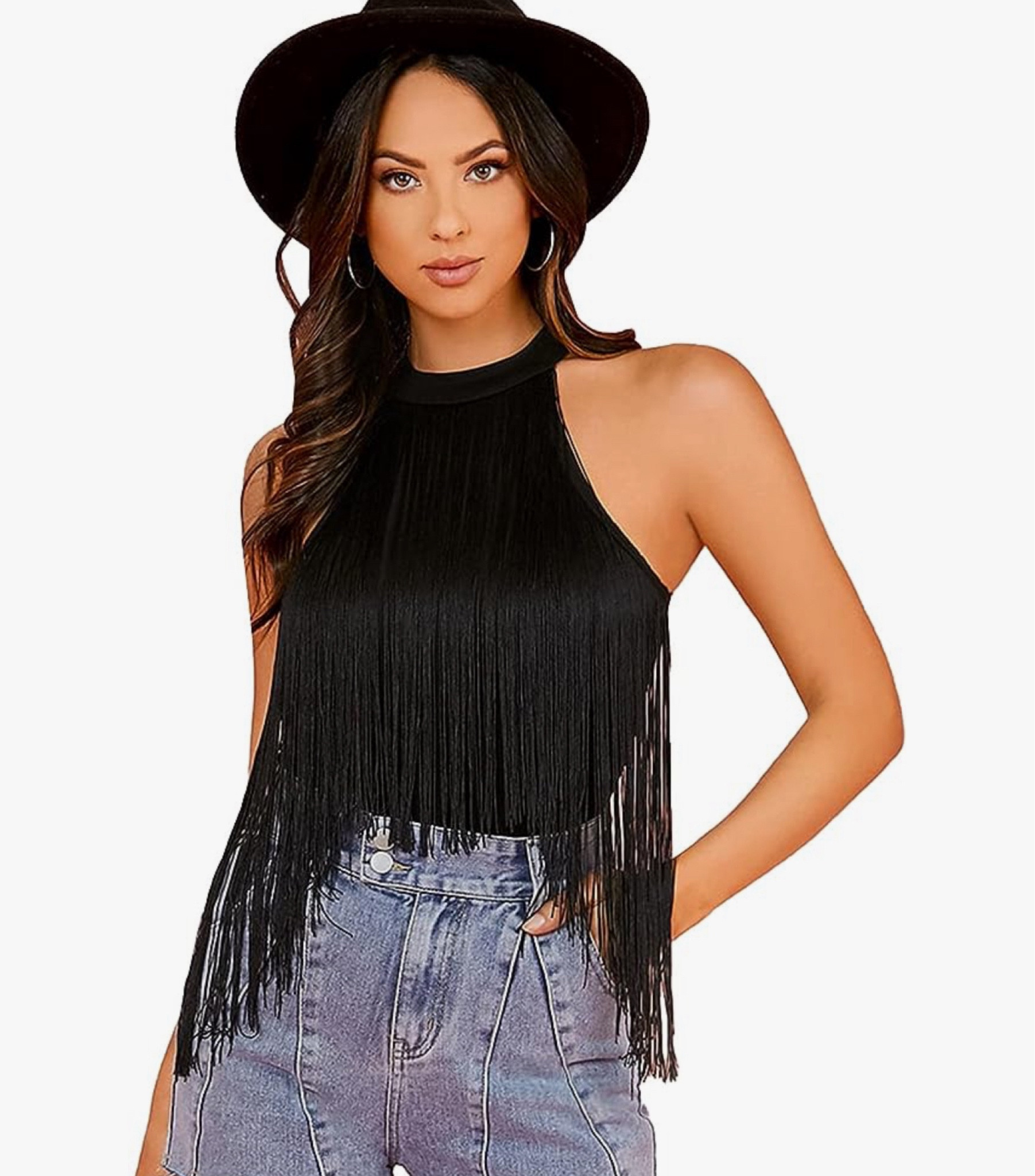 Black fringe crop top
Size small

#LTKTravel #LTKBeauty #LTKSeasonal