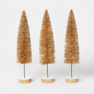 3pk Tall Skinny Bottle Brush Christmas Tree Decorative Figurine Brown - Wondershop™ | Target