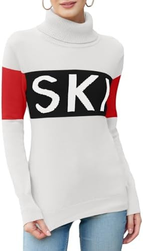 Ybenlow Women Sweaters Color Block Turtleneck Tops Comfy Winter Blouse 2024 Ski Sweaters Tight Kn... | Amazon (US)