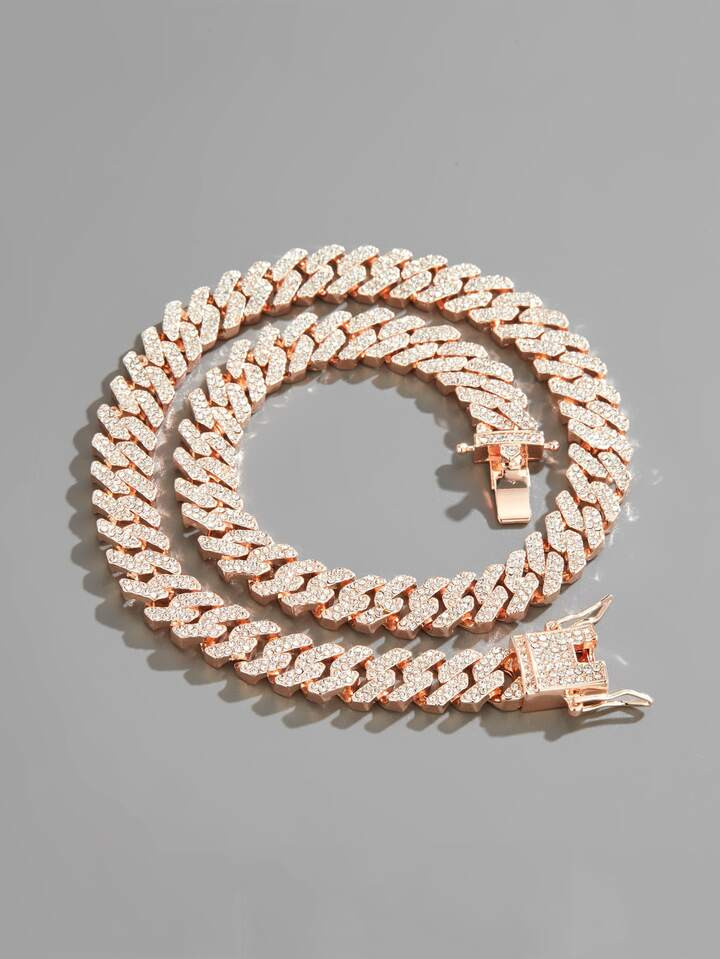 For Women Men Trendy Punk Hip Hop Style Rock Party Full Rhinestone Gorgeous Chain Necklace Alloy ... | SHEIN