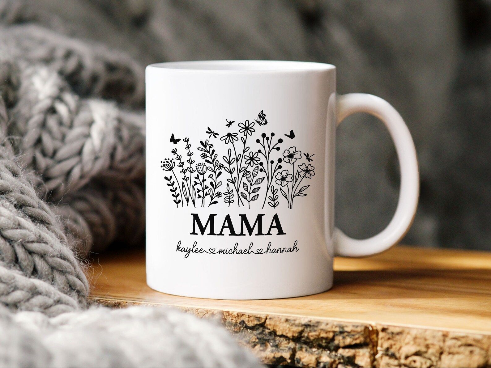 Custom Flower Mama Mug, Mothers Day Gift Personalized Kids Names, Gift From Daughter/son, Gift fo... | Etsy (US)