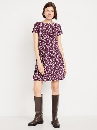 Short-Sleeve Mini Swing Dress | Old Navy (US)